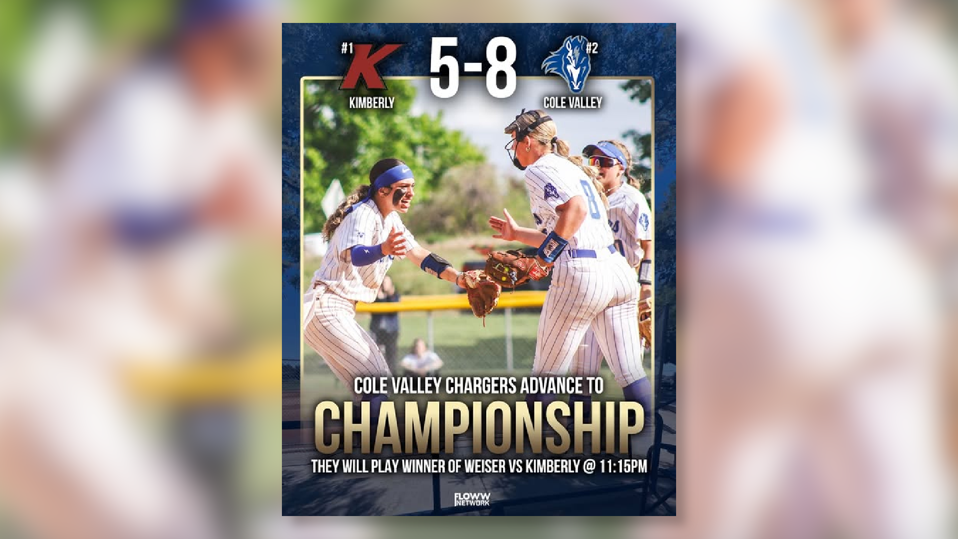 COLE VALLEY EDGES TOP-SEEDED KIMBERLY 8-5 TO ADVANCE TO CHAMPIONSHIP GAME