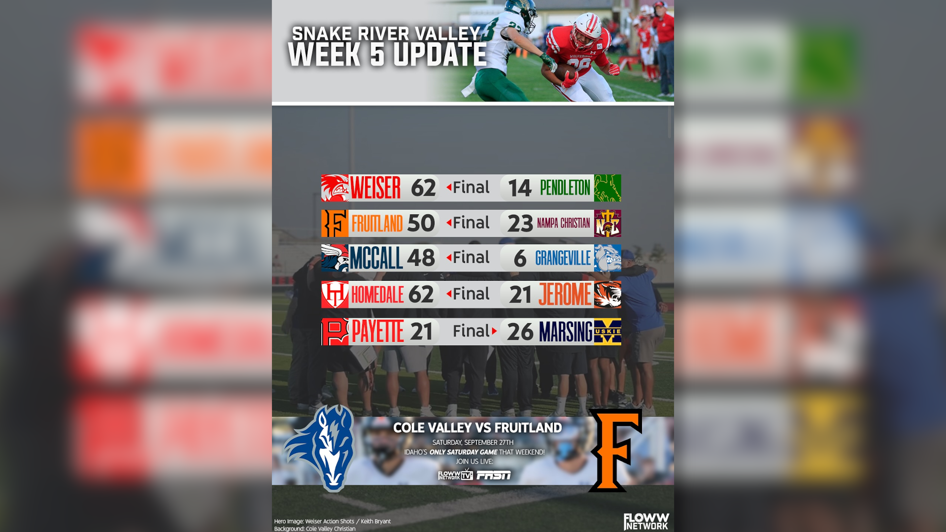WEEK 5 SNAKE RIVER VALLEY FOOTBALL UPDATE